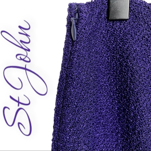 ST. JOHN Santana Wool Blend Purple Pencil Skirt, Size 4 - Picture 8 of 15